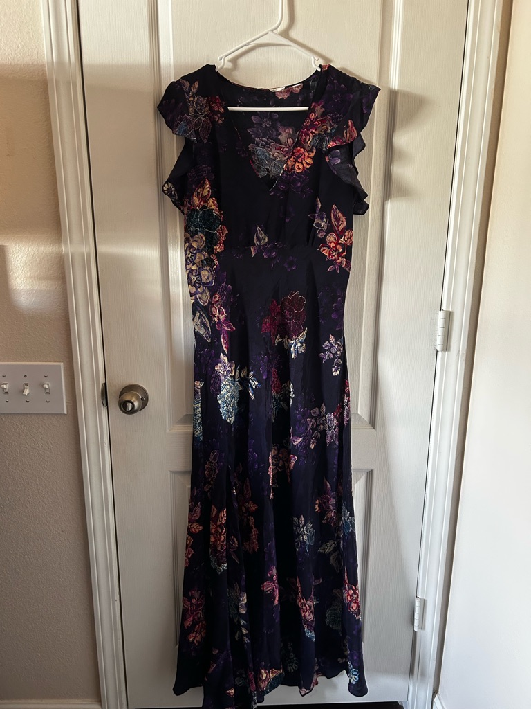 Robert Graham Navy Maxi Dress With Multicolor Floral Print